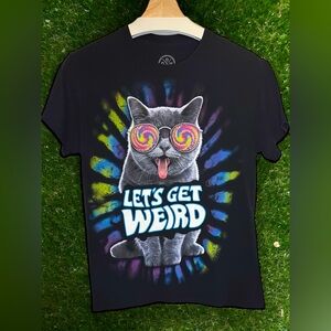 CAT “Let’s Get Weird” Trippy Short Sleeve Tee | by- DOM “it’s all about the art”